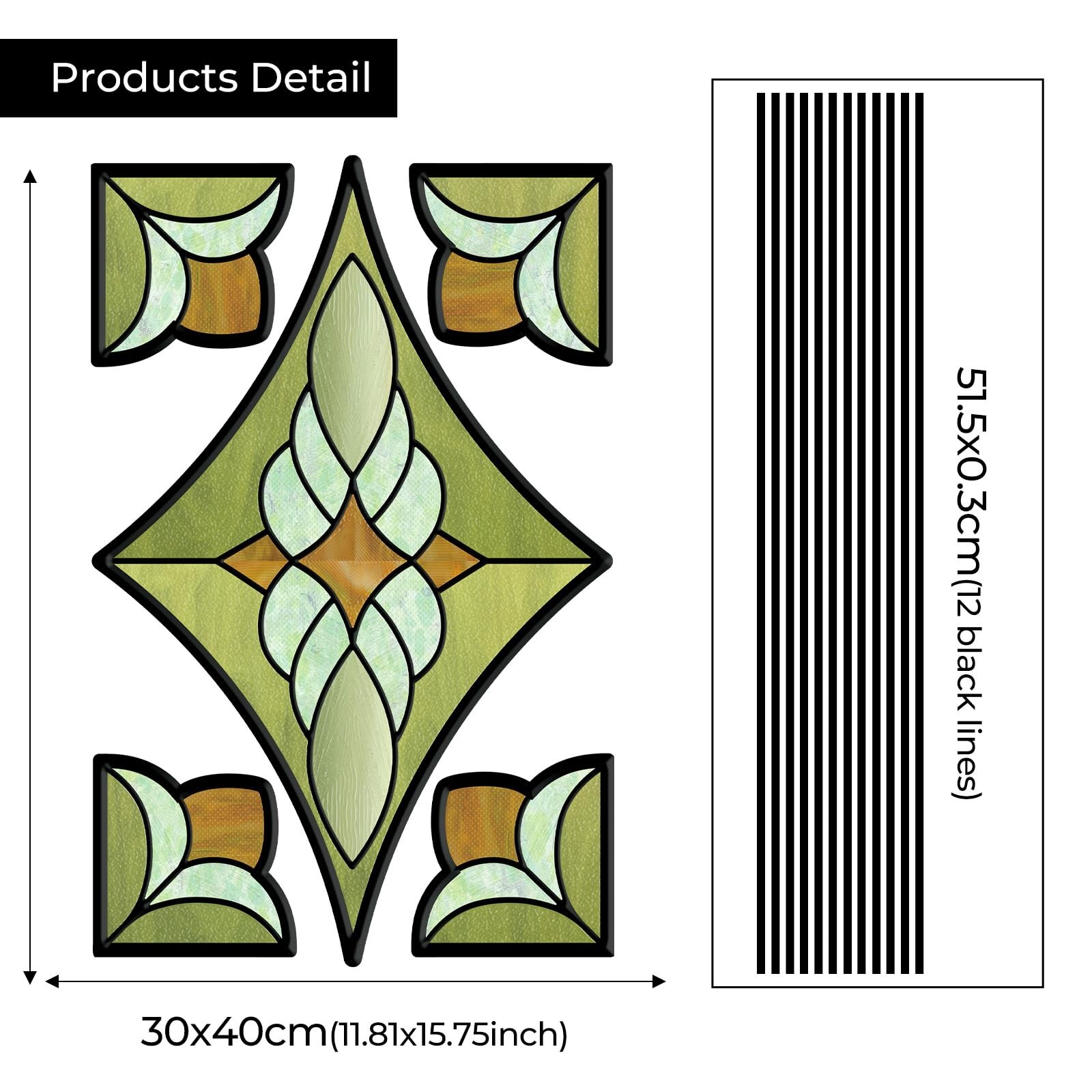 ADD.HERES Window Stickers, ‌Stained Glass 11.8″ X 15.7″, Verdant Prism