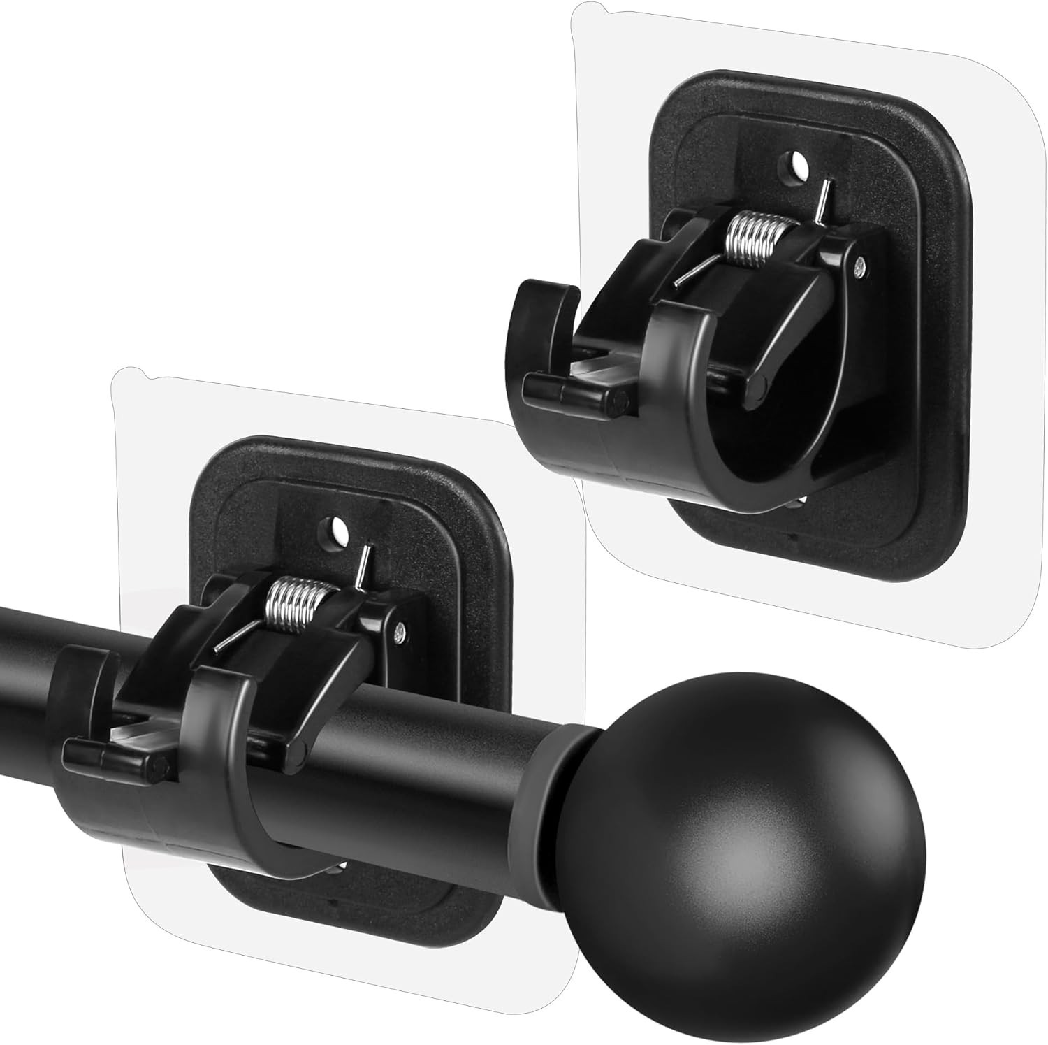 Codoule 2PCS No Drill Curtain Rod Brackets – Adjustable Self Adhesive Hooks