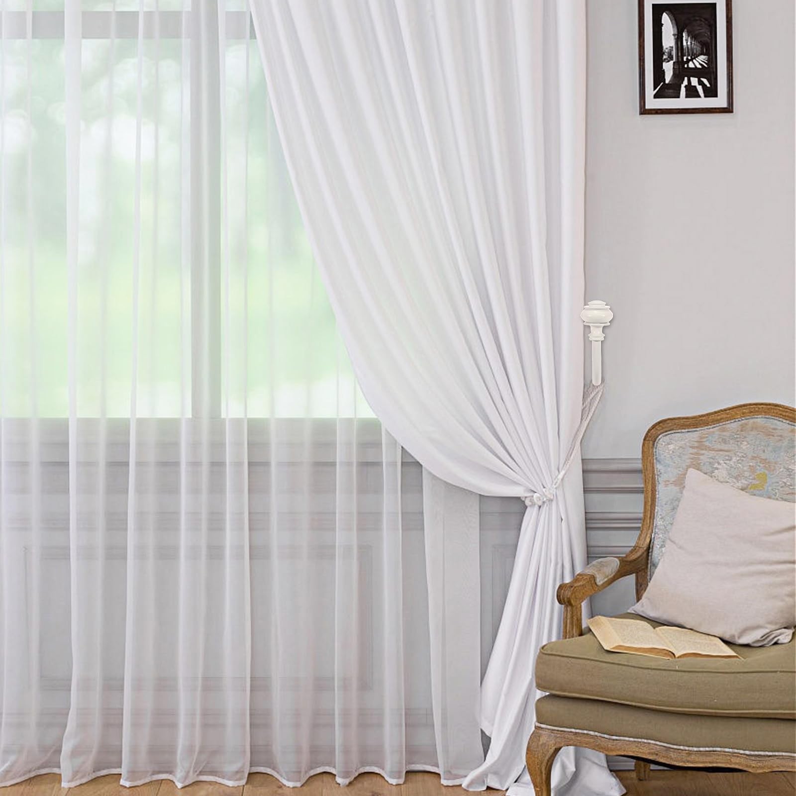 Set of 2 Decorative Curtain Holdbacks,Elegent Wall Mounted Aluminum Alloy Win…