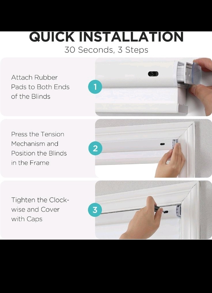 White Light Filtering Cellular Blinds Drill-Free Window Frame Mounted