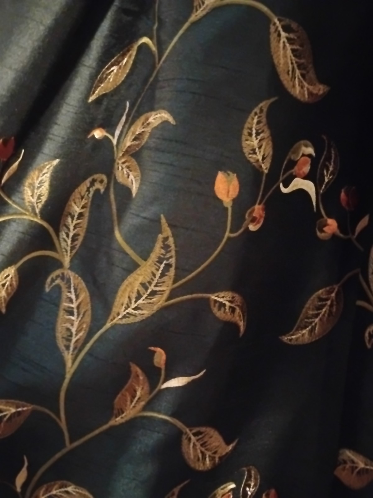 CUSTOM HEAVY Brocade LUXURY Lined Drape Panels Blue/ Gold Jacquard 32/87