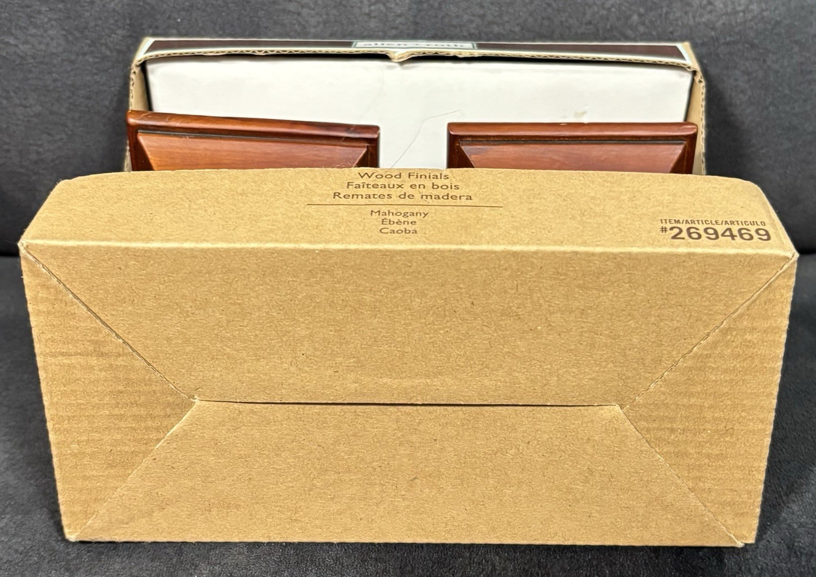 Allen Roth Square Wood Finials 269469 Mahogany Finish fits 1-3/8″ or 1-3/4 NEW