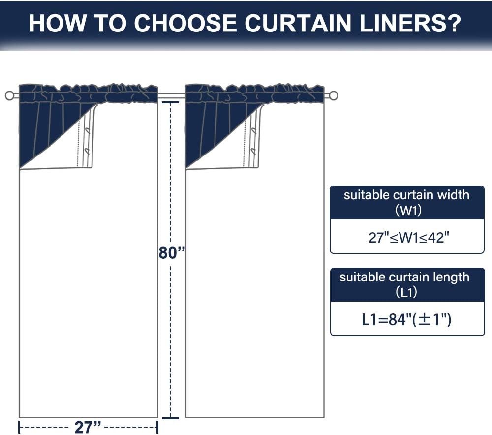 White Blackout Curtain Liners for Window – Noise Reducing Light Blocking Liner