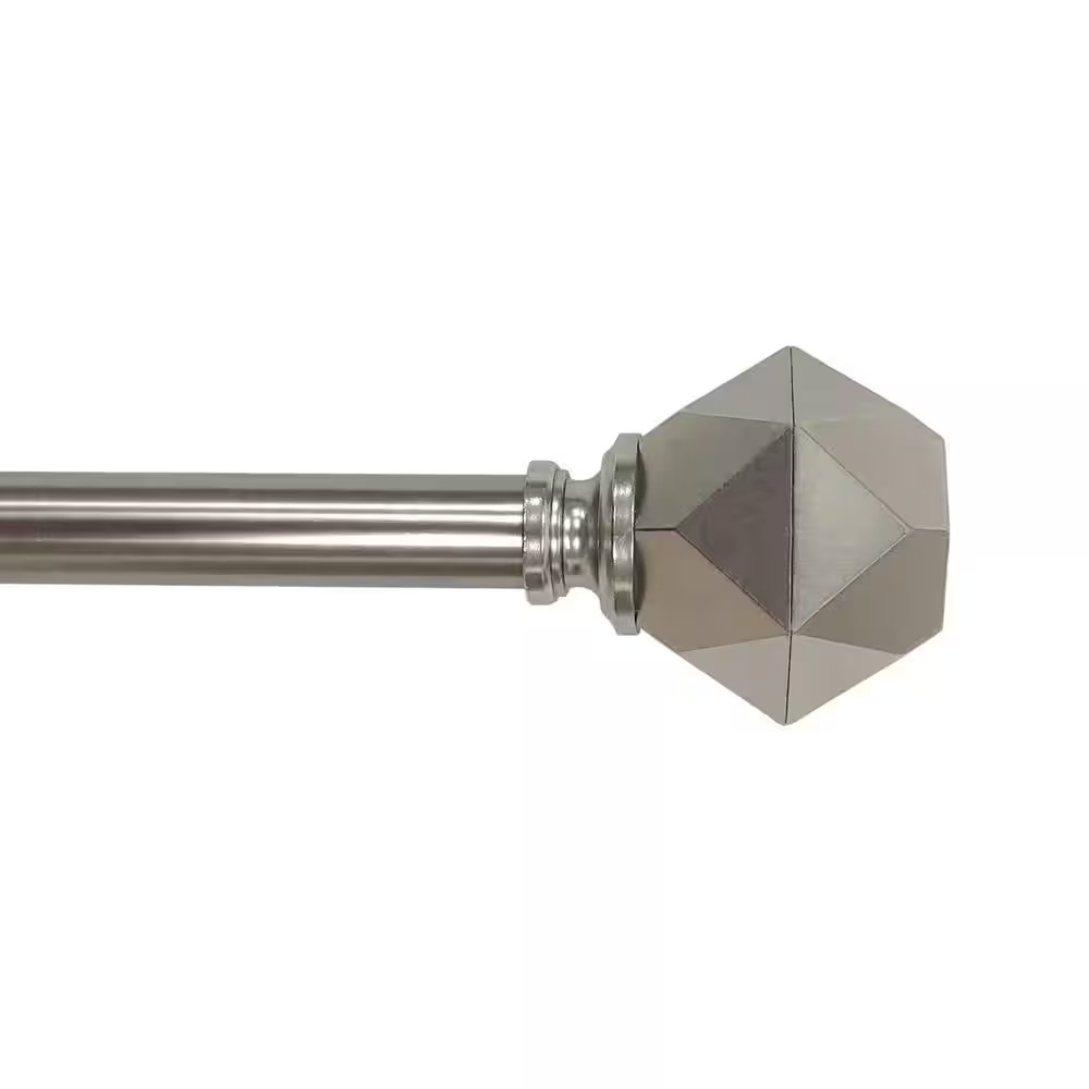 36 In. – 66 In. Telescoping 3/4 In. Single Curtain Rod Kit in Brushed Nickel wit