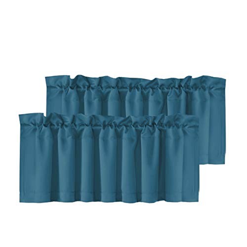 Blackout Valances for Windows,Kitchen Window Valance Curtains for 2 Dark Teal