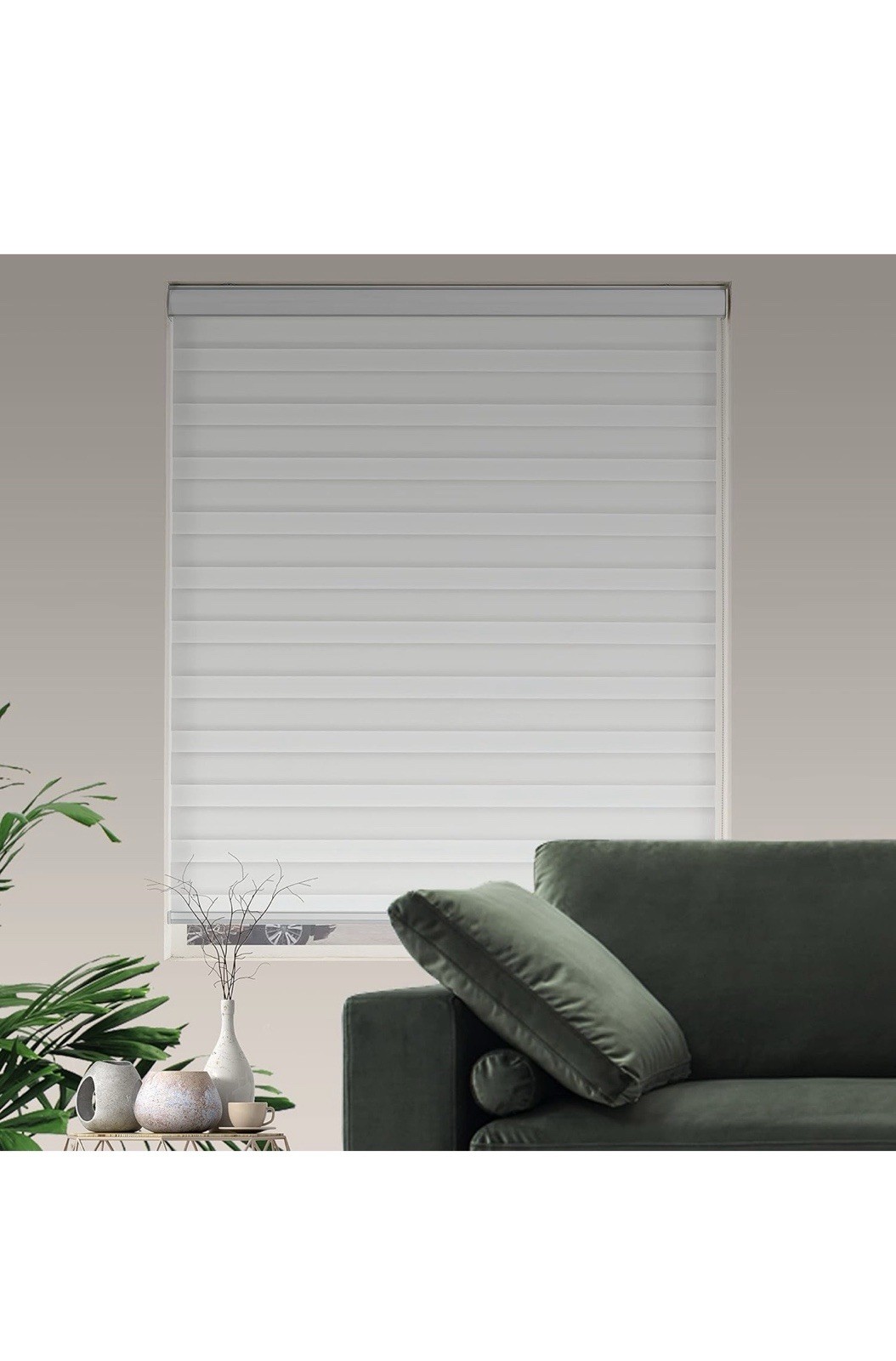JIANGPIN TEXTILE Zebra Roller Shade 34×72 White Sheer Light Filtering