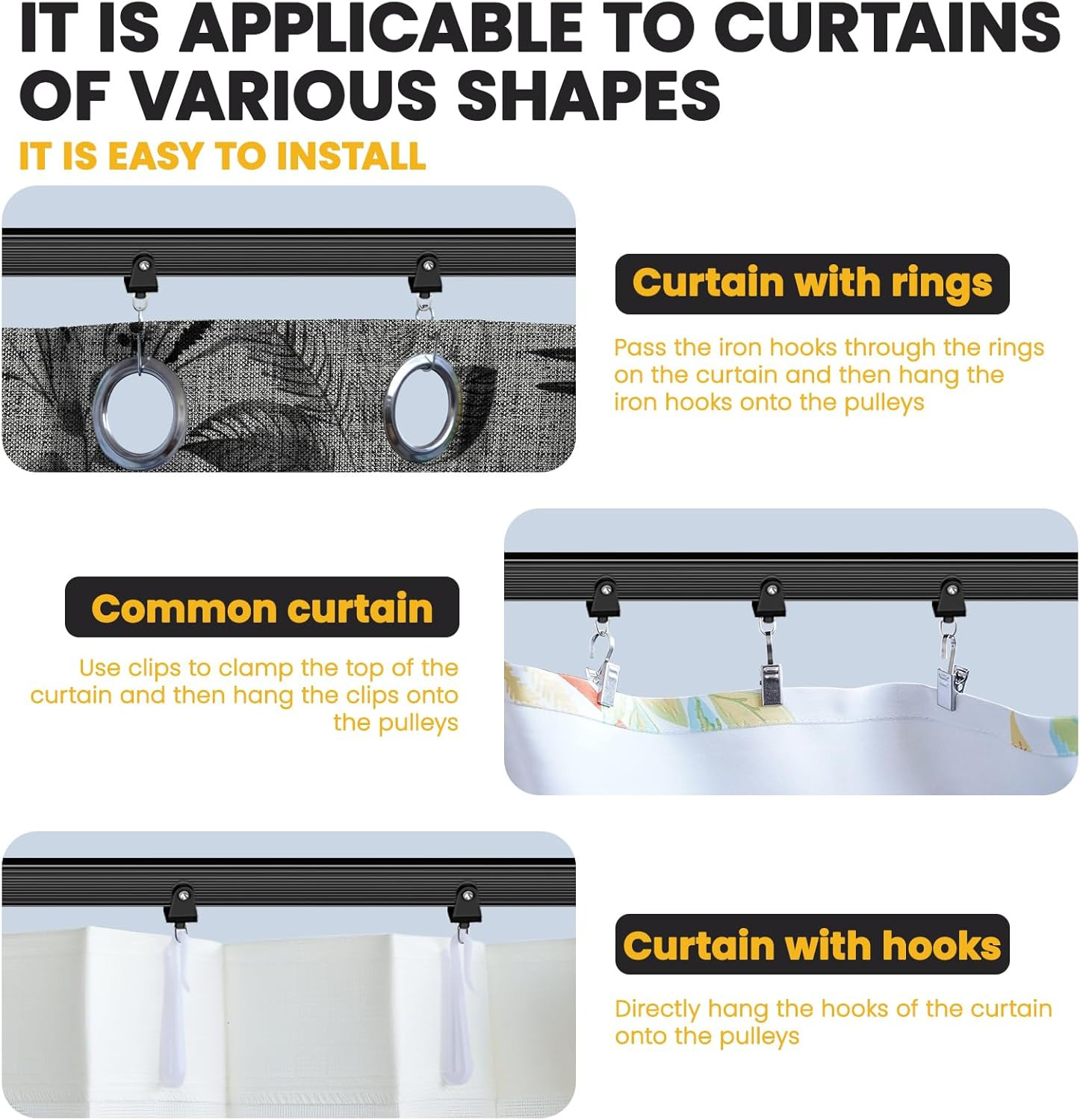 Flexible Ceiling Curtain Track Ceiling Mount, Curved Curtain Rod, Sliding Curtai