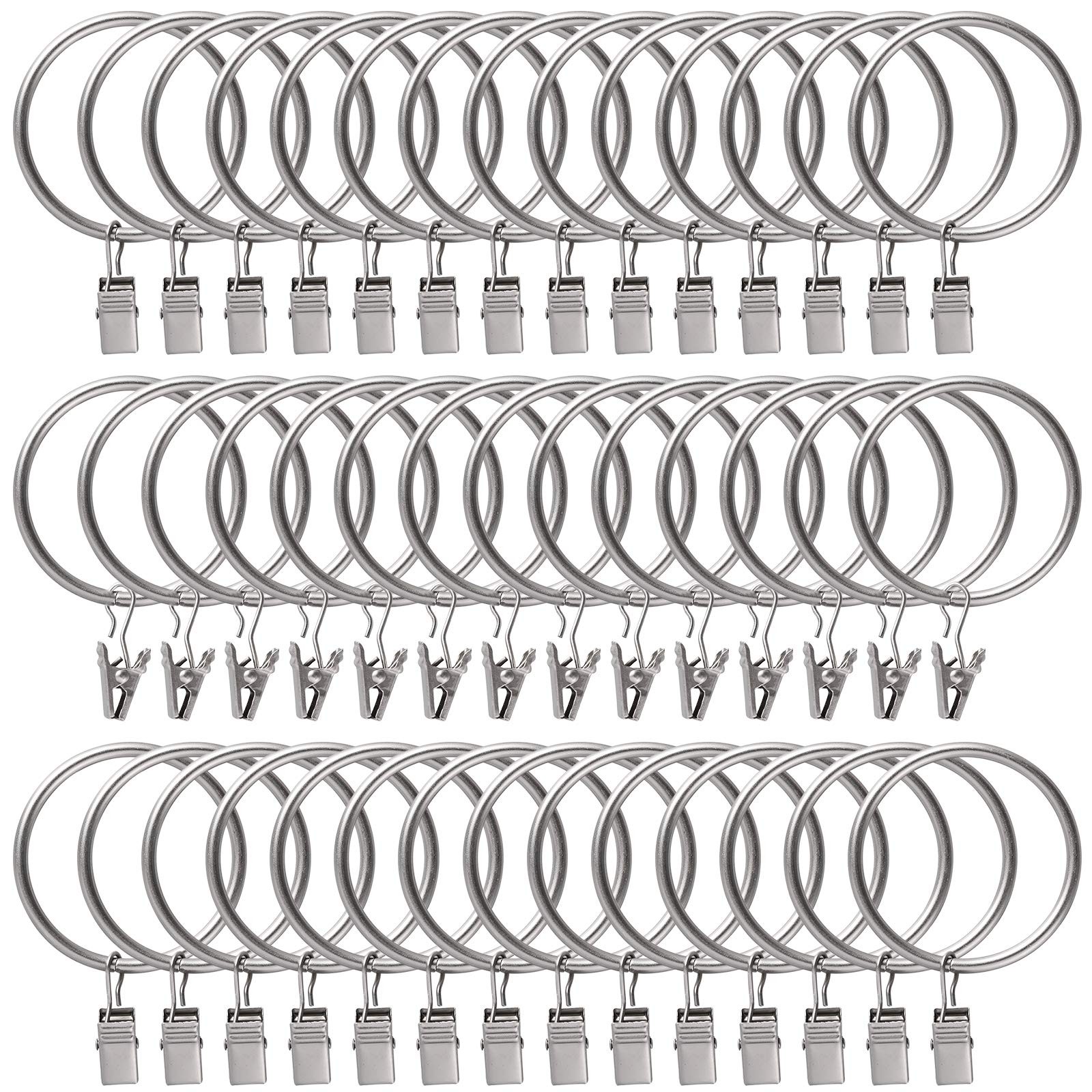 44 Pack Curtain Rings with Clips Hooks 2 in Diameter Rustproof