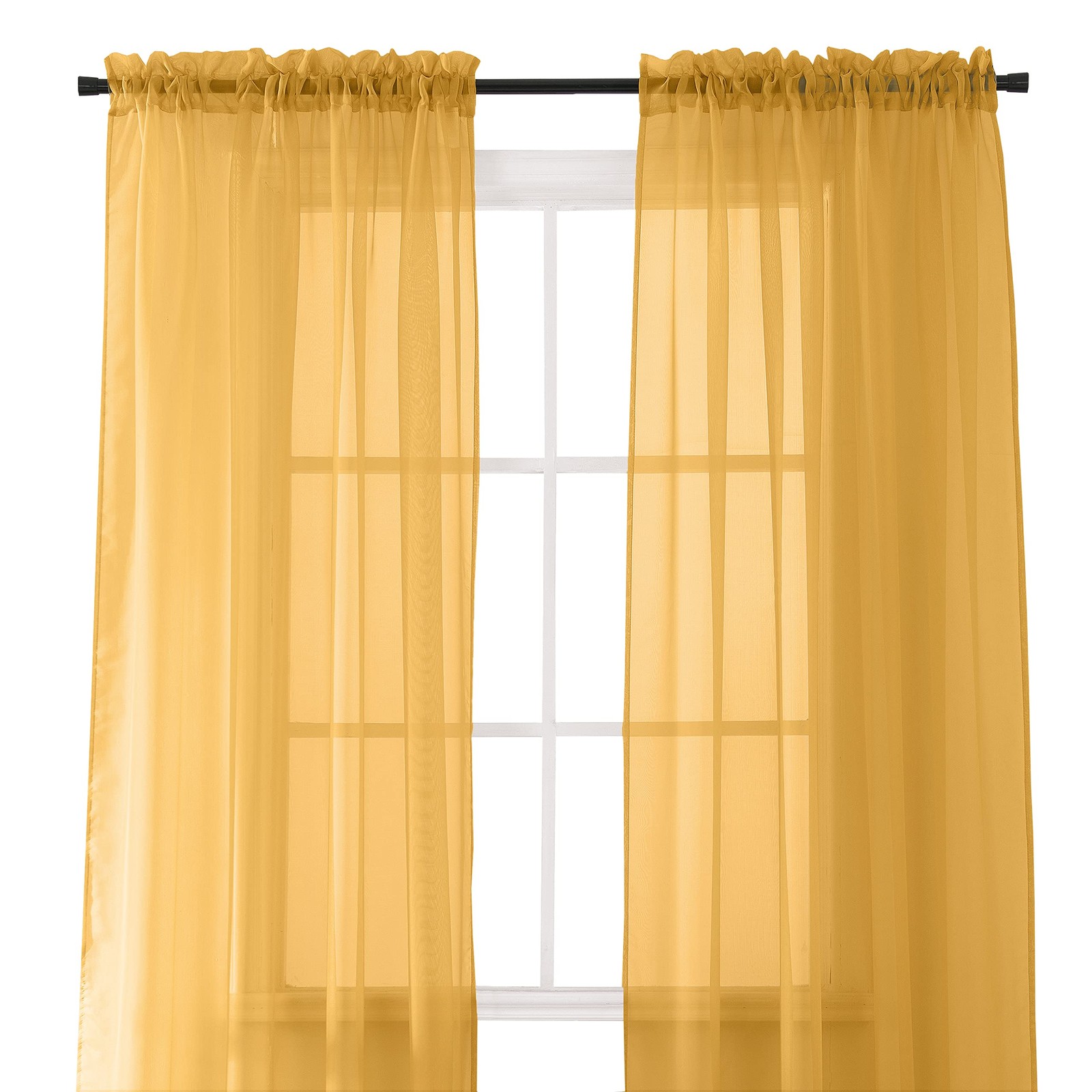 Elegant Comfort 2-Piece Sheer Panel with 2inch 40″W x 84″L (Pack of 1), Gold