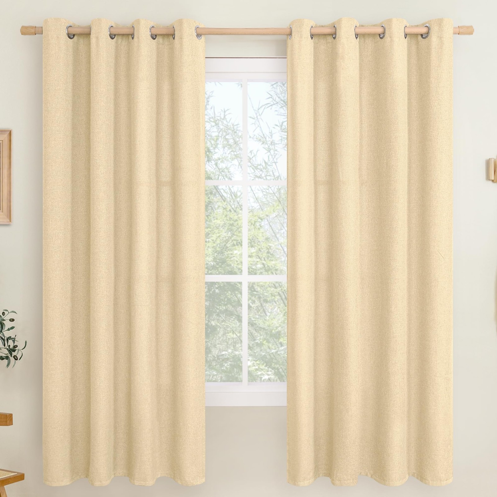 LAMIT 72 Inch Length Linen Curtains for Living Room 2 Panels Thick Privacy Windo