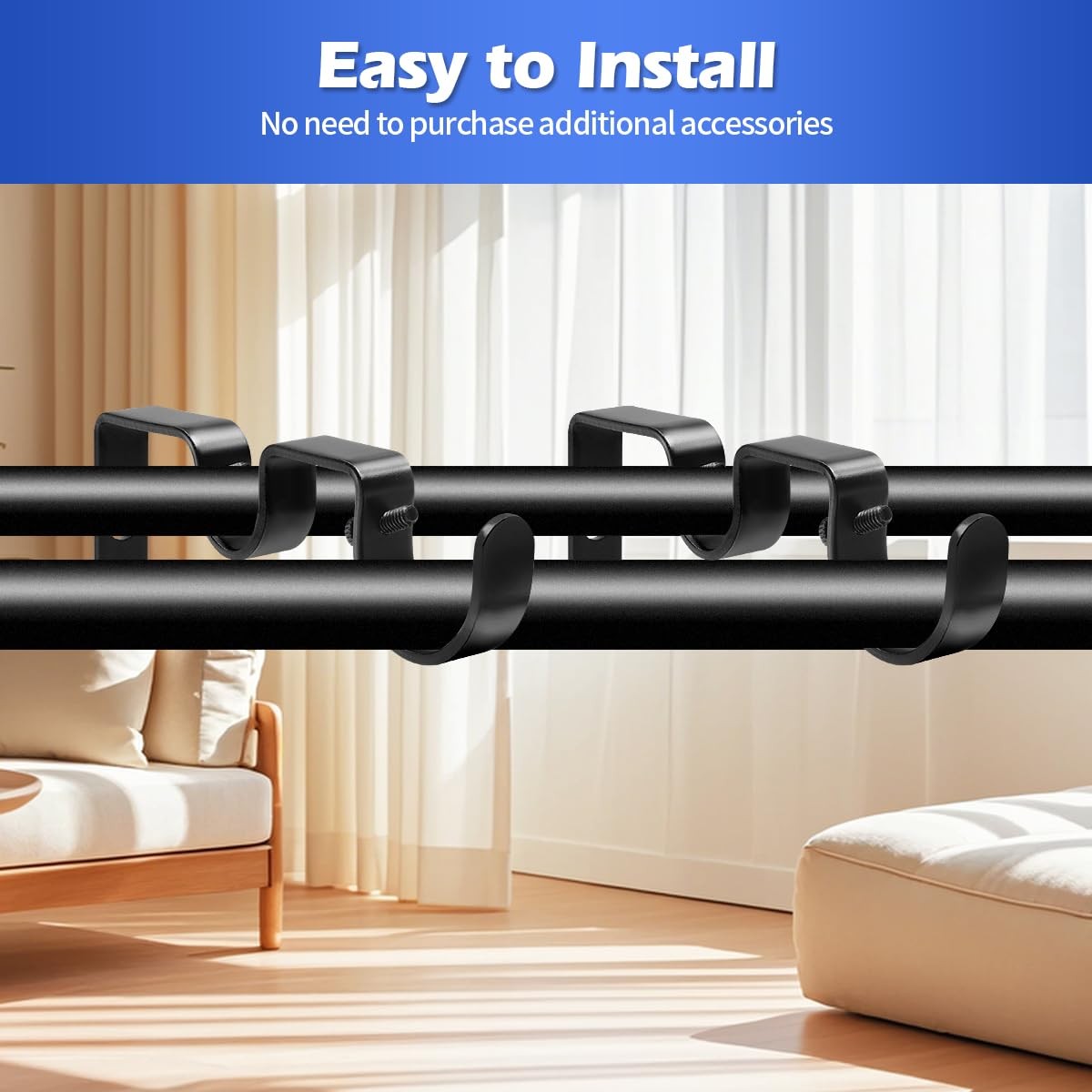 Heavy Duty Double Curtain Rod Bracket Double Rod Holders for 1 1/4 Inch and 3…