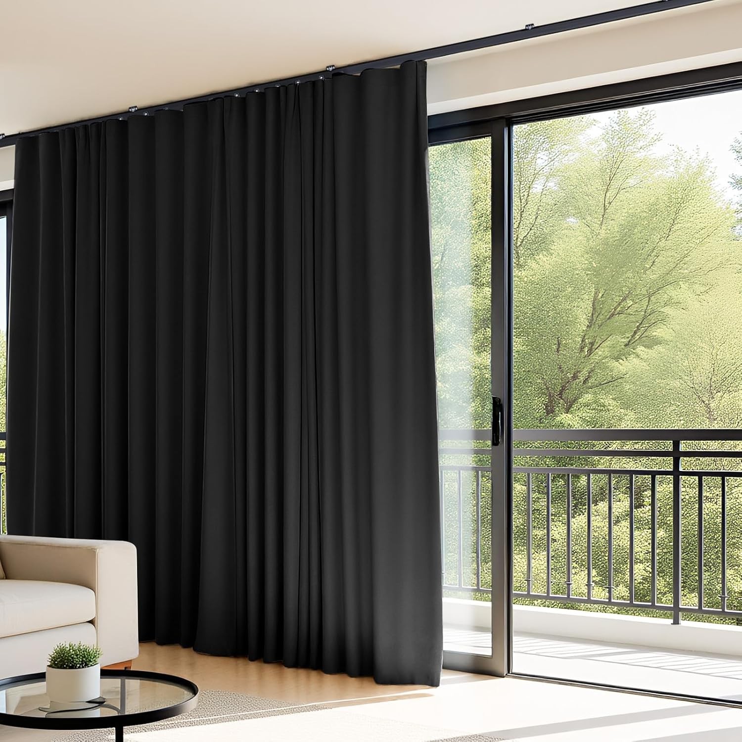 Cortinas Separadoras con Riel Flexible para Techo, Opacas, Sala y Dormitorio