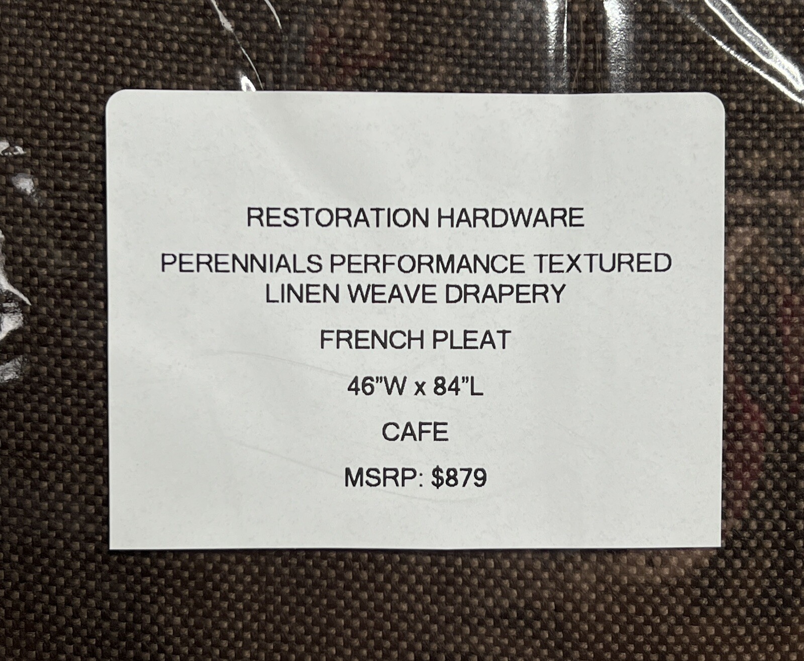 Restoration Hardware Perennials Perf Text Linen Wve Drapery FP 46 x 84 Cafe $879