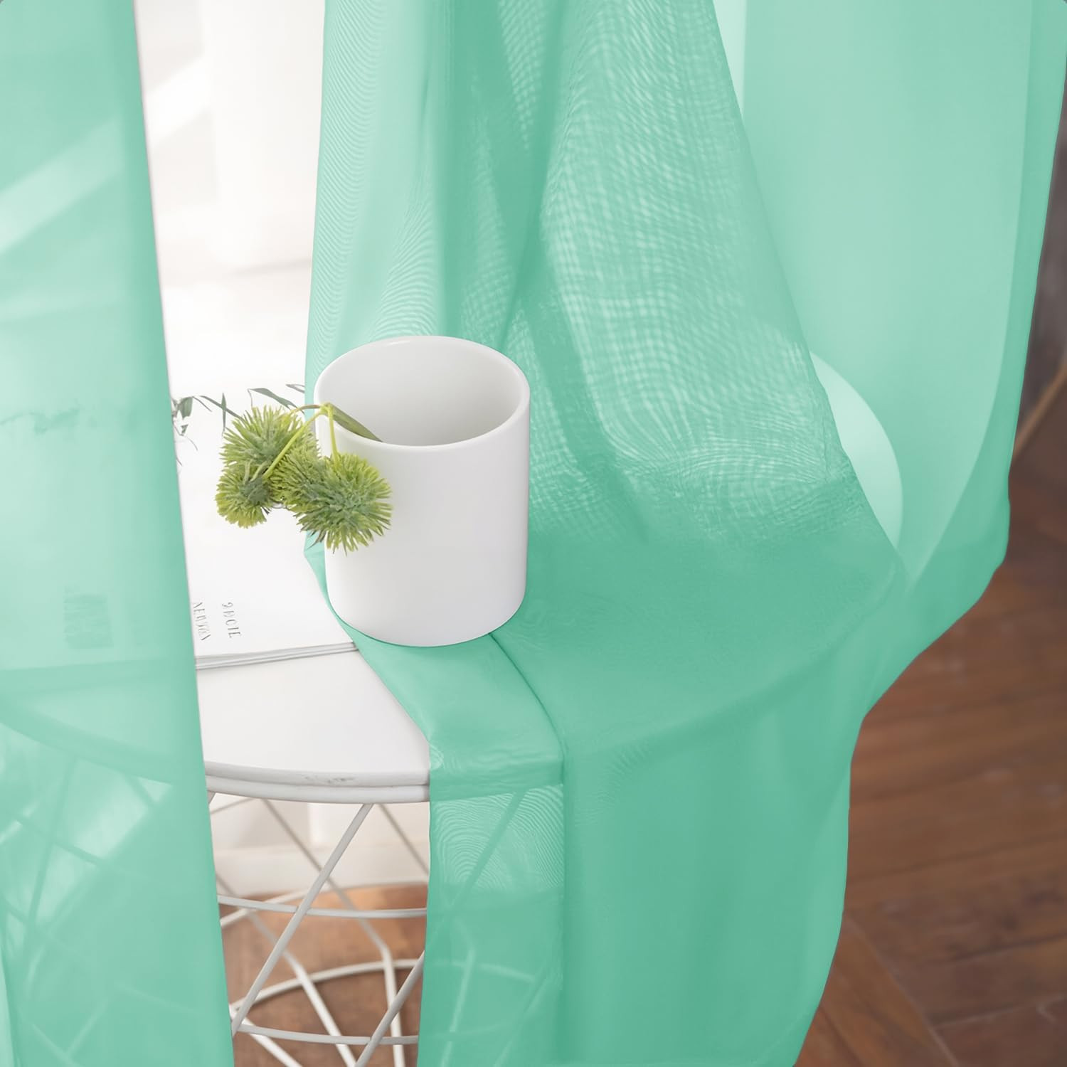 MIULEE Solid Color Sheer Curtains 63 Inches Long 2 Panels Set – Elegant Lightwei