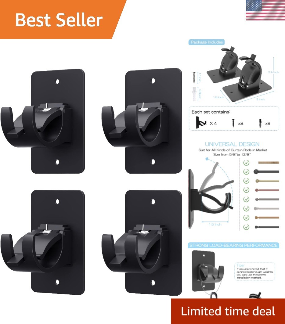 Universal Plastic Curtain Rod Holders – Elegant 4-Piece Set for Easy Hanging