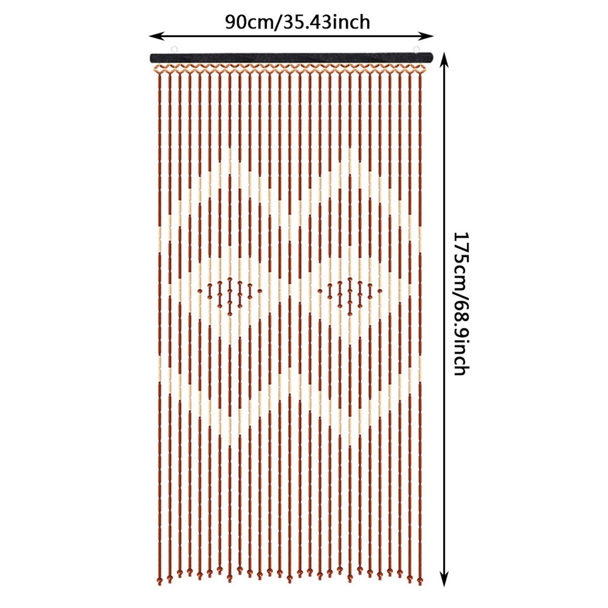 Wooden Bamboo Beaded Curtain 90*175Cm Room Divider Home Decor For US