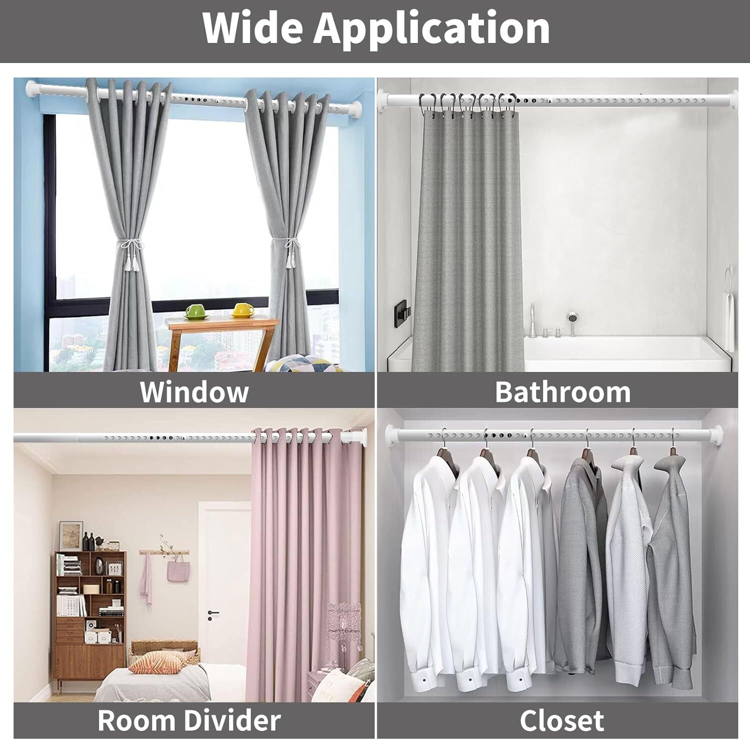 Room Divider Tension Curtain Rod,102-120 In No Drilling Tension Rods for Windows