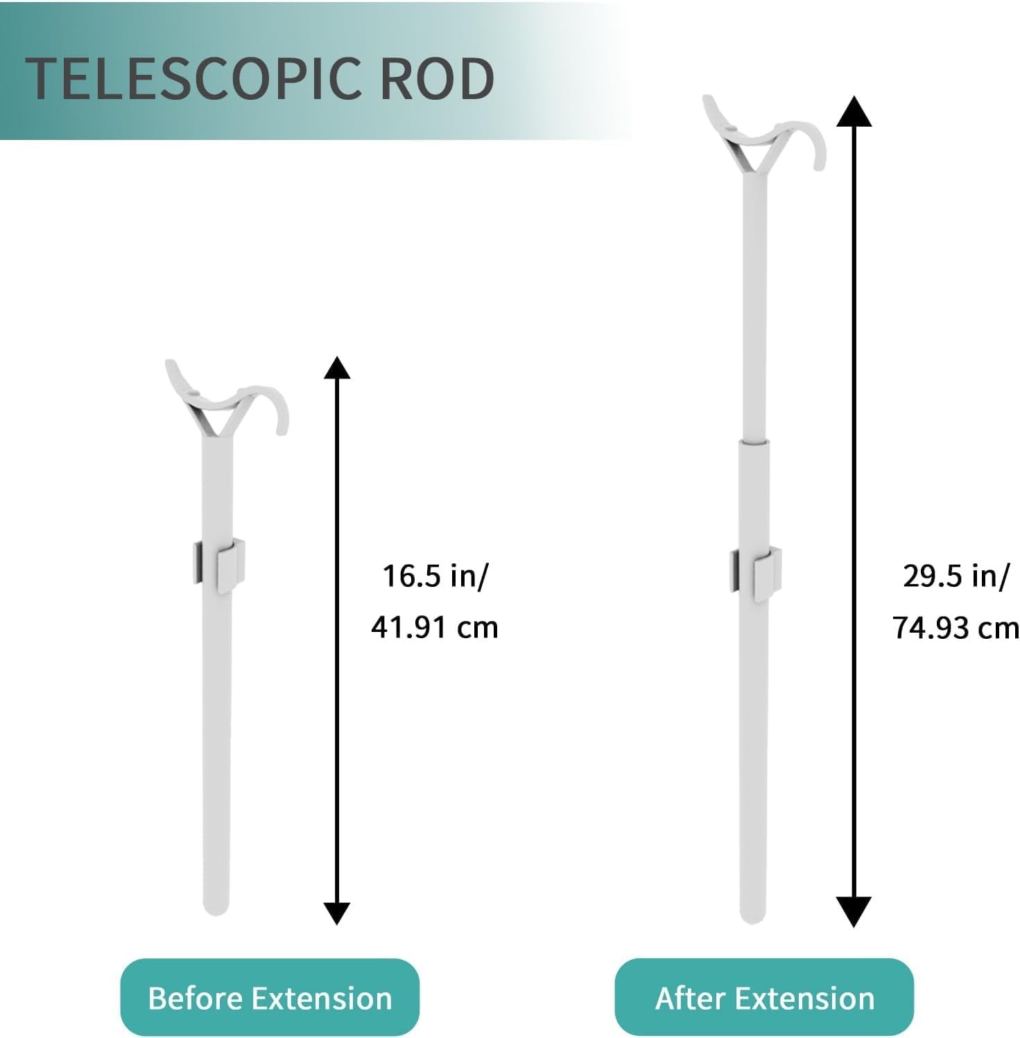 Window Shades Drop Rod, Extendable Tension Mounted Chrome Pull Down Rod for
