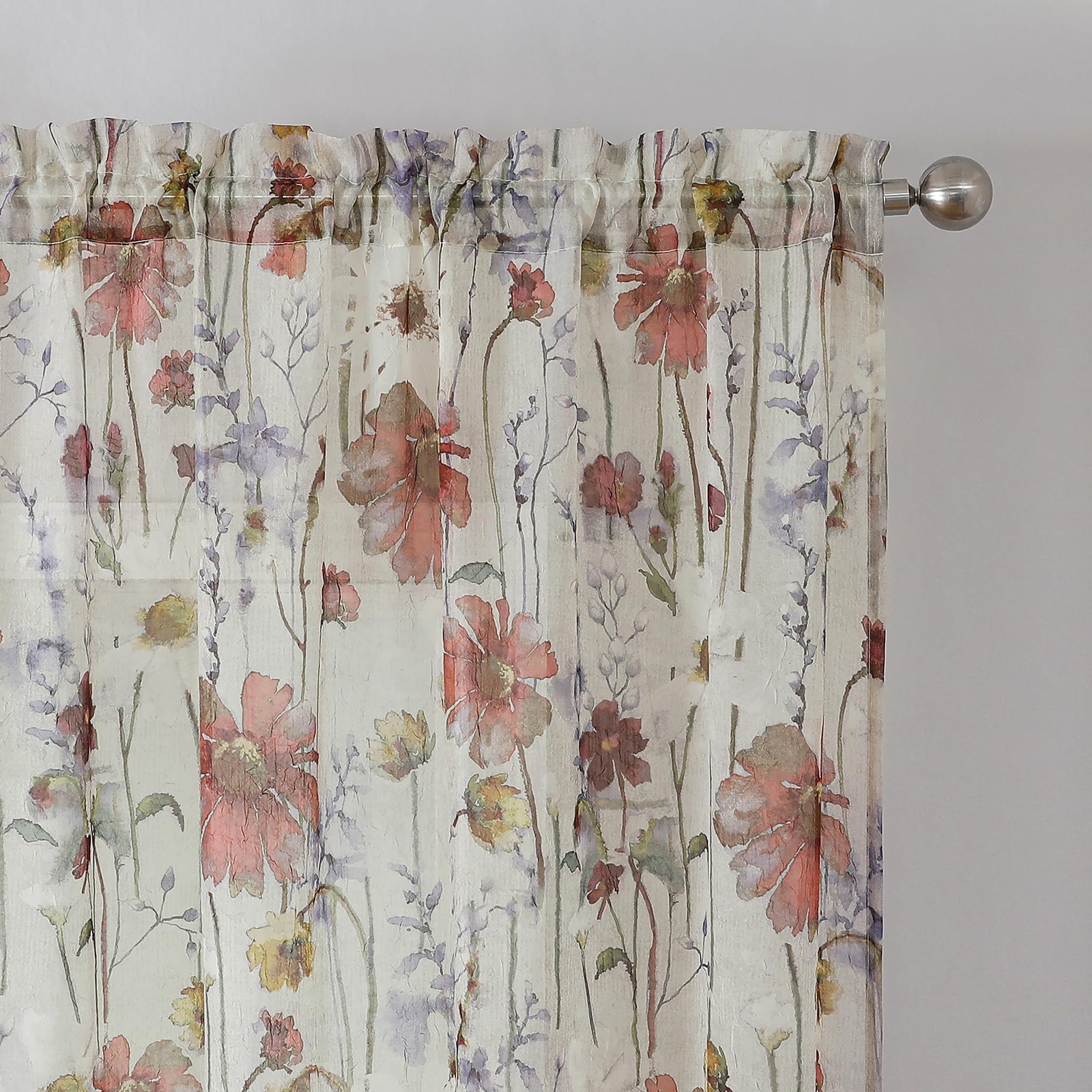 Crushed Valance Sheer Curtains 14 Inches 42″W x 14″L (Pack of 2) Multi Color