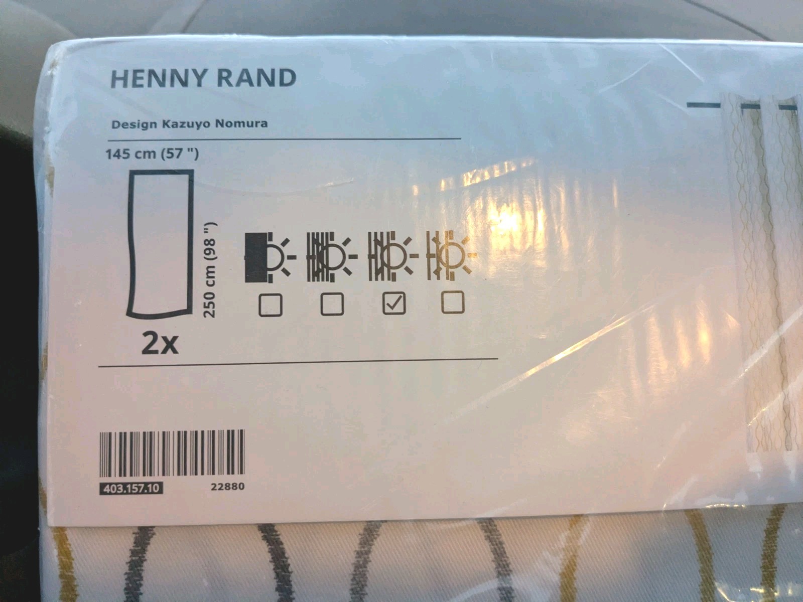 IKEA Henny Rand Curtain Panels (2 in Pack) 57″ x 98″ Geometric 403.157.10 NEW