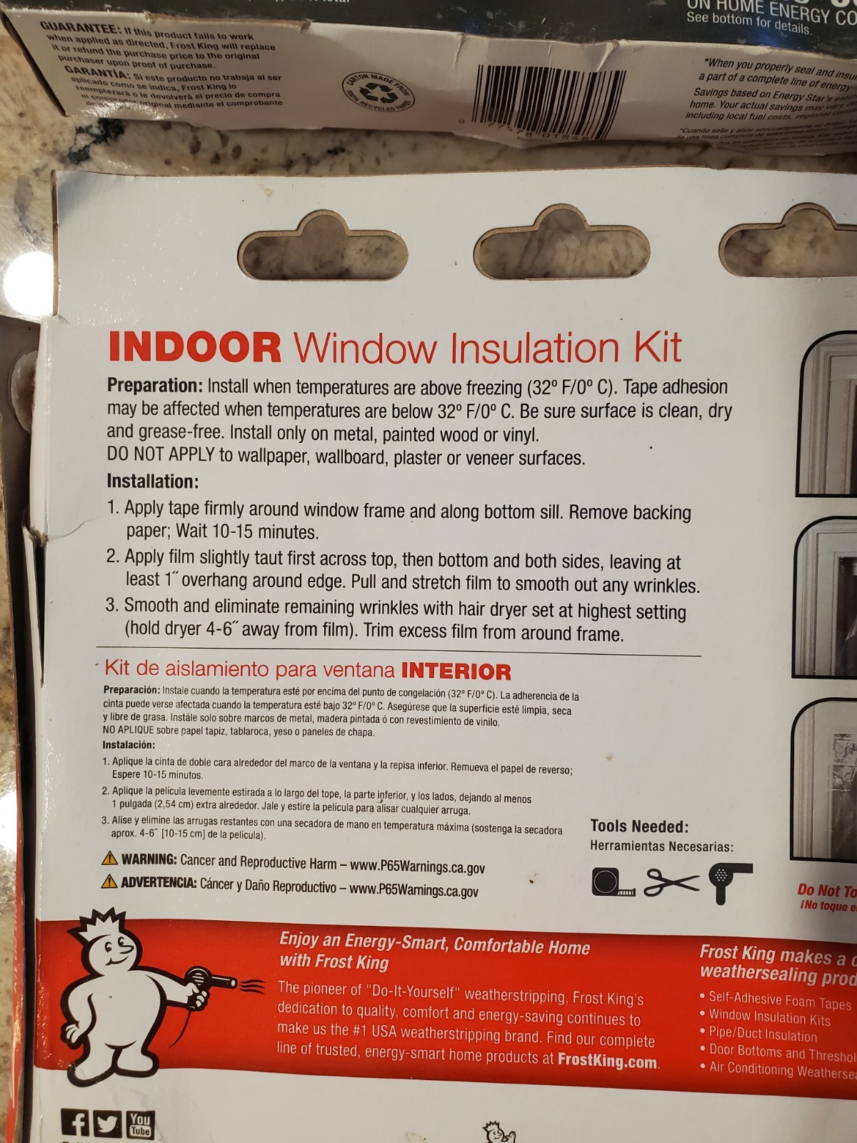 Frost King Extra Large Window Insulation Shrink Kit Draft Seal 62″ X 210″ 2 Pack