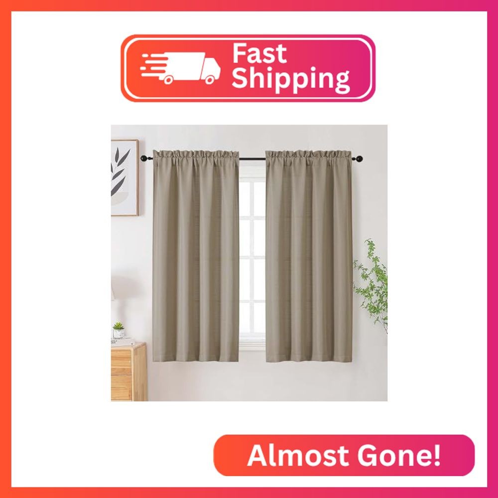 WelvetBLK Camel Curtains for Bedroom Living Room 54 Inch Length 2 Panels Set, So