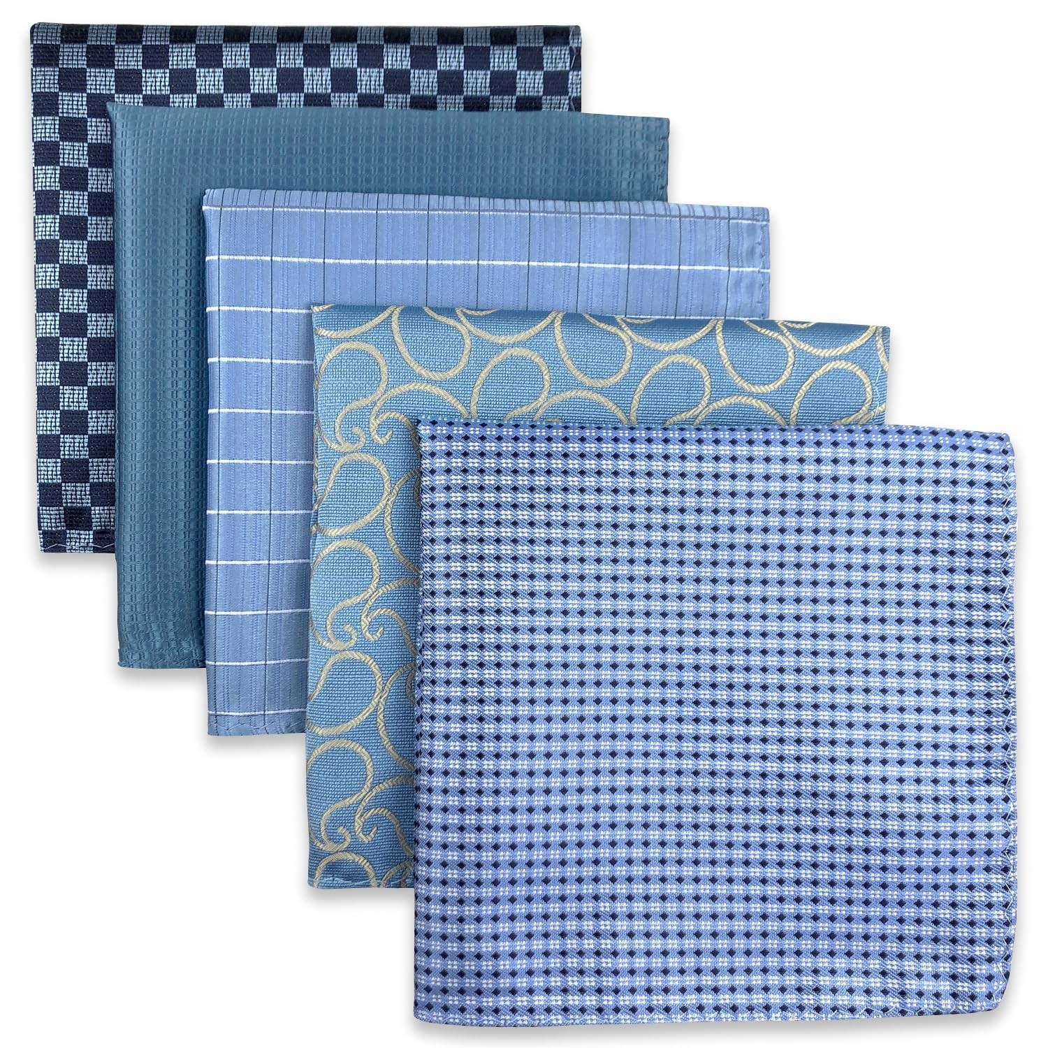 SHLAX&WING 5 Pieces Assorted Mens Silk Pocket Square X-Large, Set65
