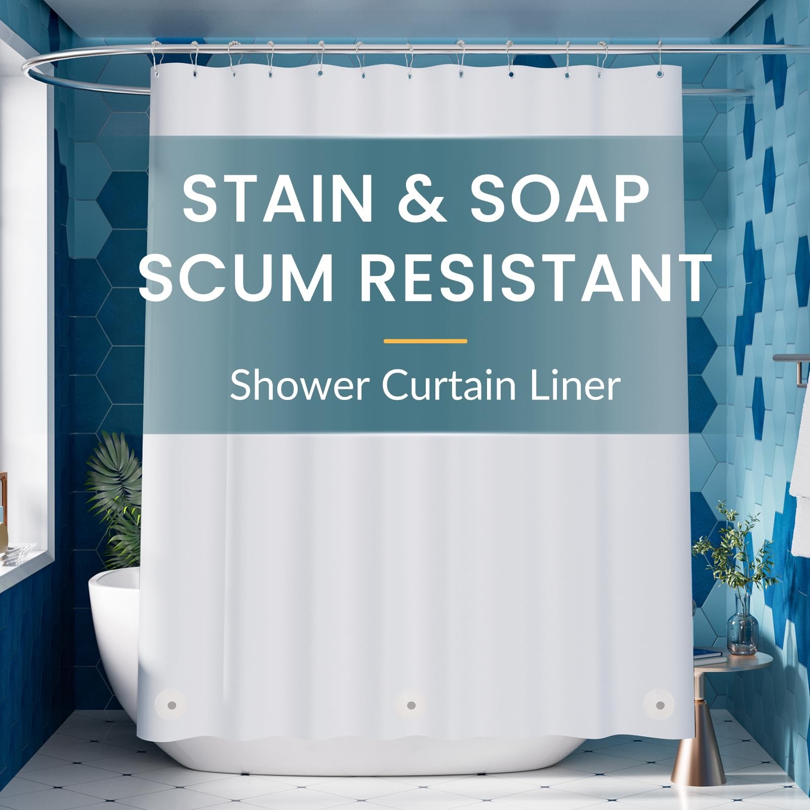 Titanker White Shower Curtain Liner 72 x 72 72″W x 72″L (Pack of 1),