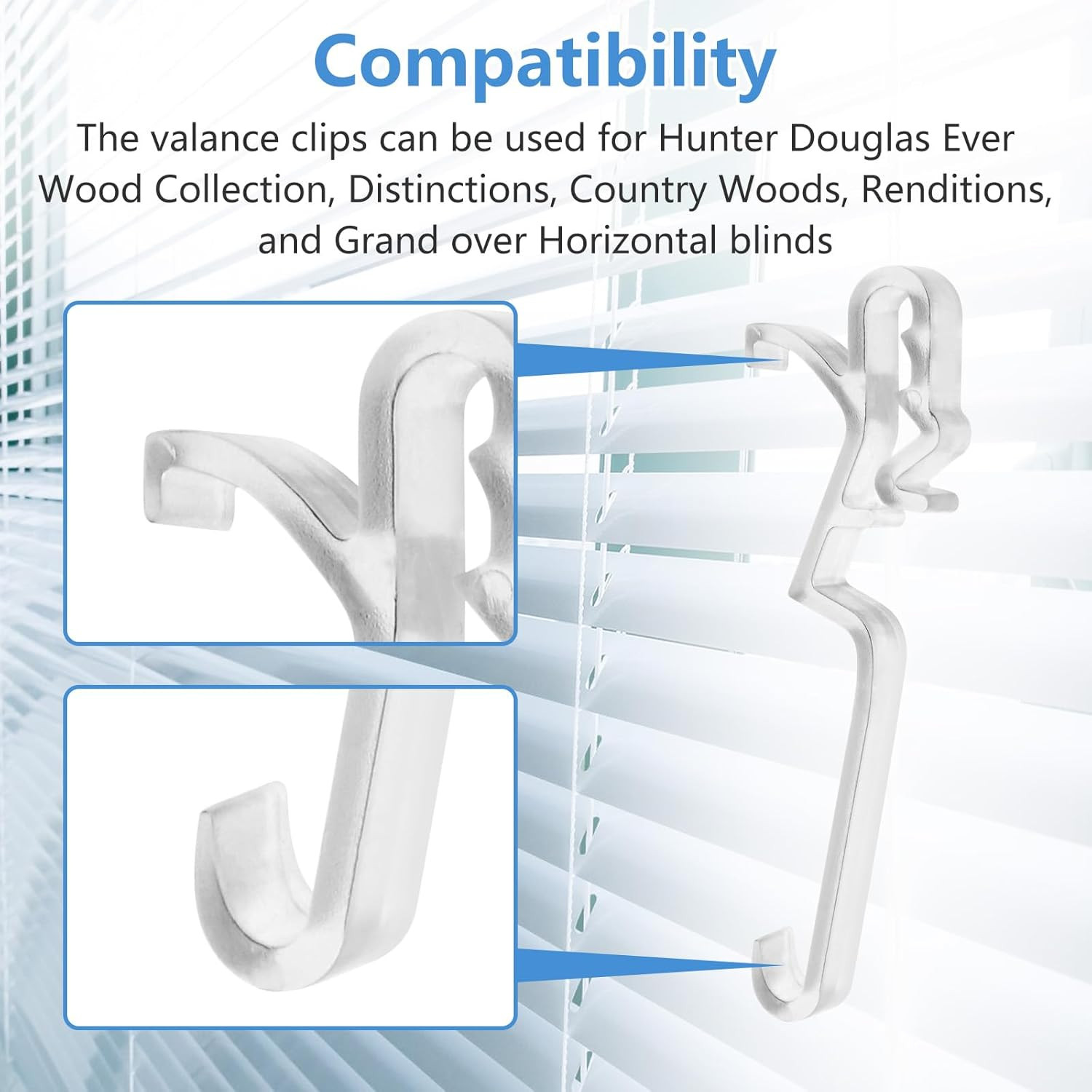 Clips for Hunter Douglas Blinds, 12Pcs Clear Valance Clips Replacement Parts for