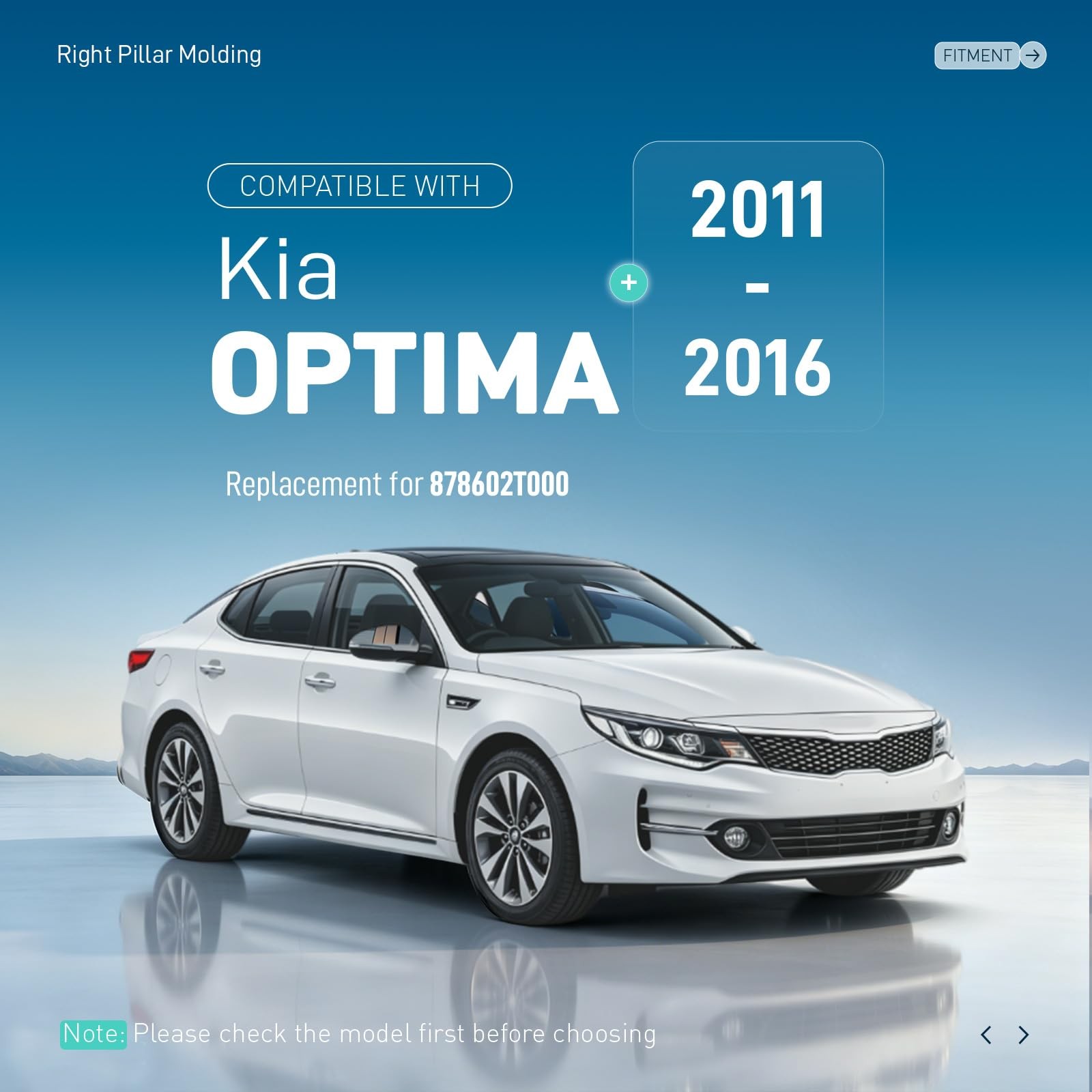 Almuloo Right Rear Frame Molding Trim Compatible 2011-2016 Kia Optima