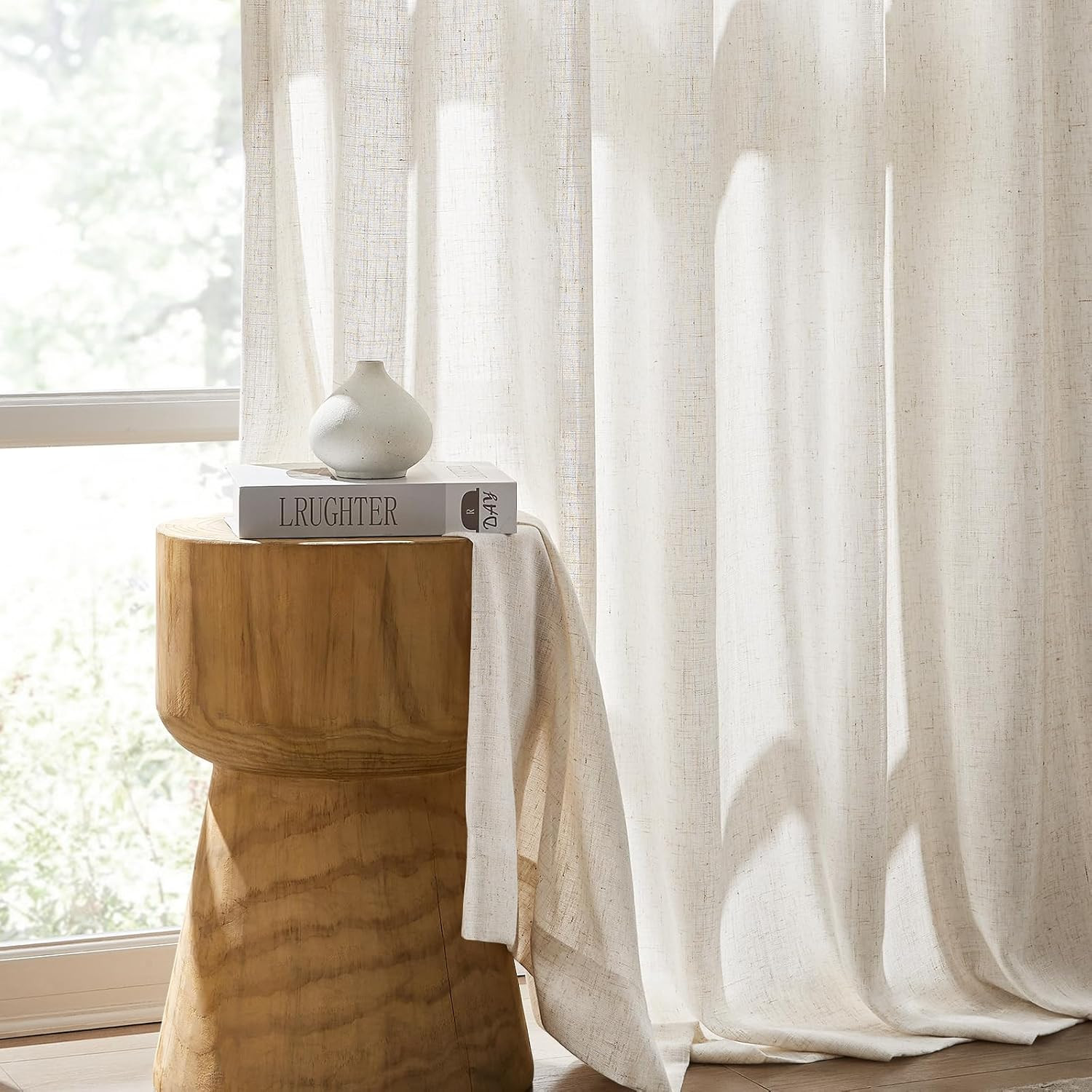 Elegant Natural Sheer Pinch Pleated Curtains, 40″x96″, 2 Panels for Home Decor