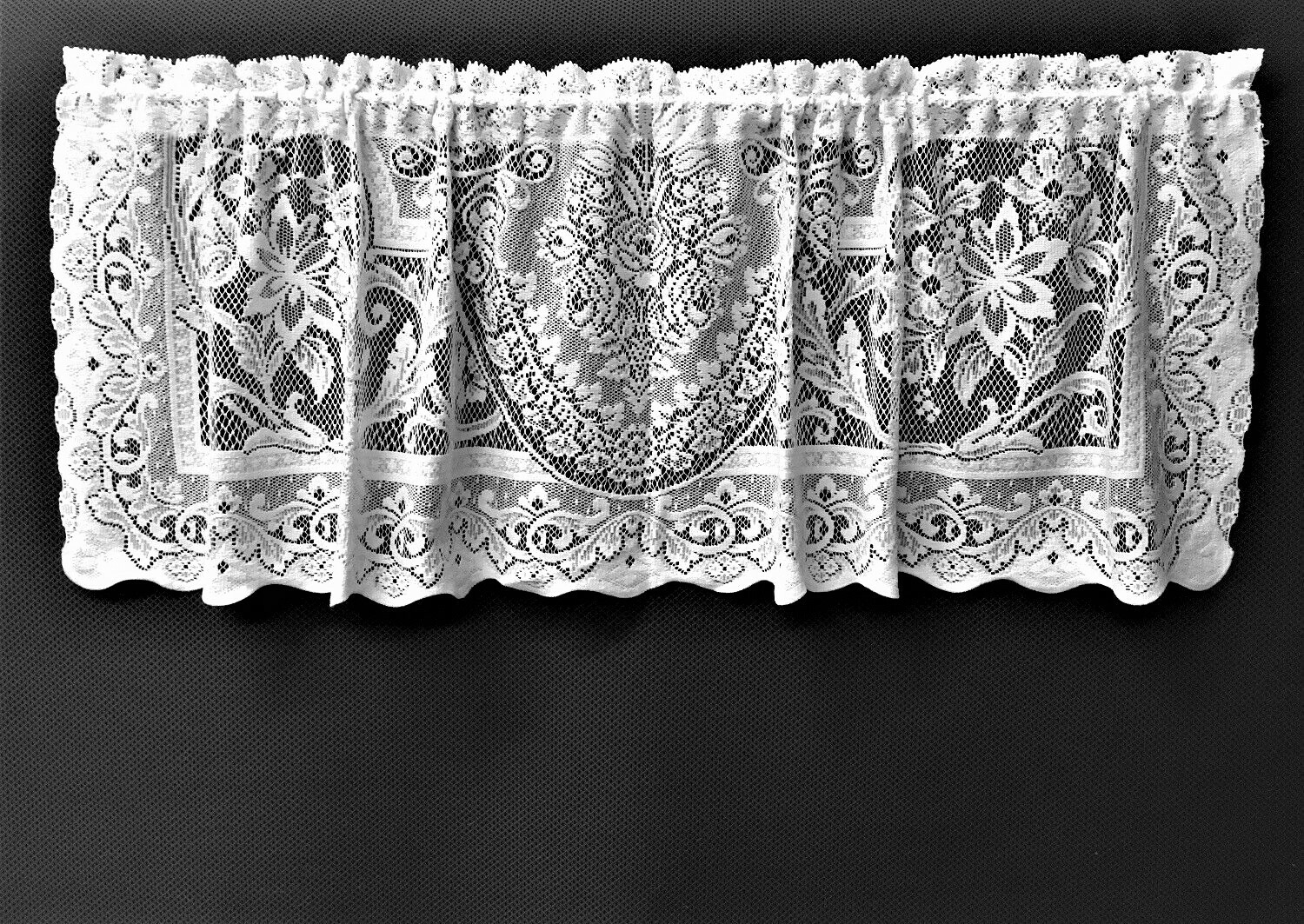 Classic Alexandria 61″x 19″ White Cotton Blend Lace Valance Livingroom Bedroom