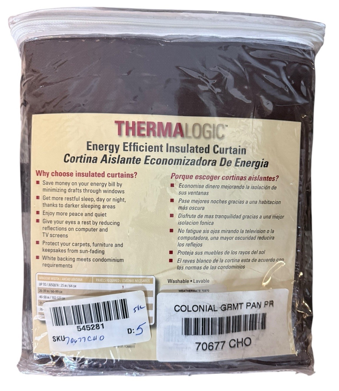 NEW Thermalogic Energy Efficient Insulated Grommet Panels Brown 80×84