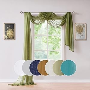 Extra Long 56″ (W) x 288″ (L) (24 Feet) White Sheer Window Scarf. Voile Window