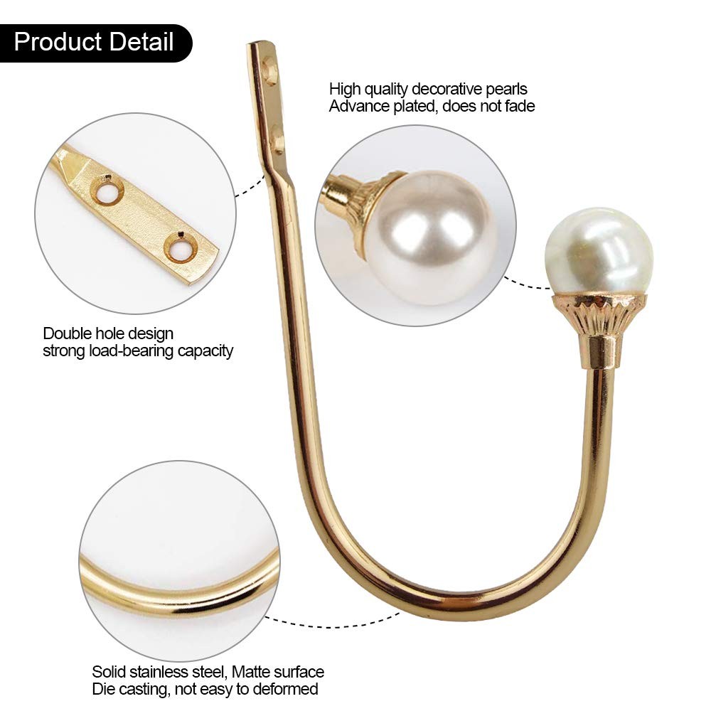 2 Pack Curtain Holdbacks Wall Mounted Curtain Tiebacks Hooks Plastic Pearl U …
