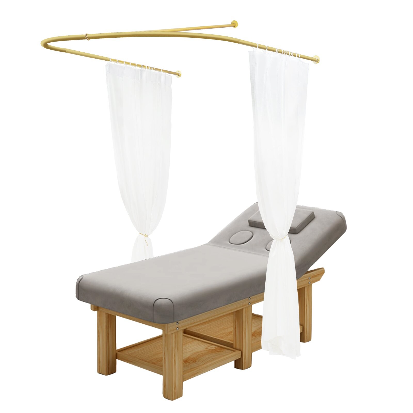 Beauty Salon Partition Curtain Divider w/ Curtain U-Shaped Room Partition Rod