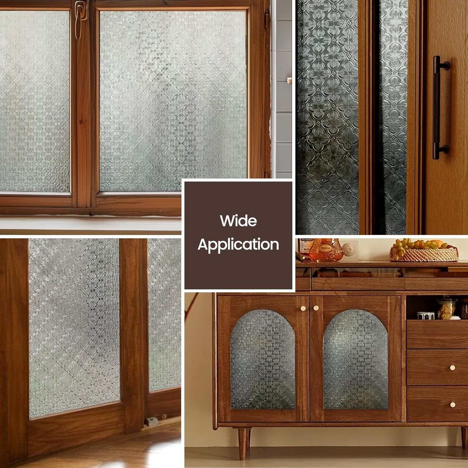 3D Stained Glass Window Film, Decorative Window Privacy Film for Bathroom,Front