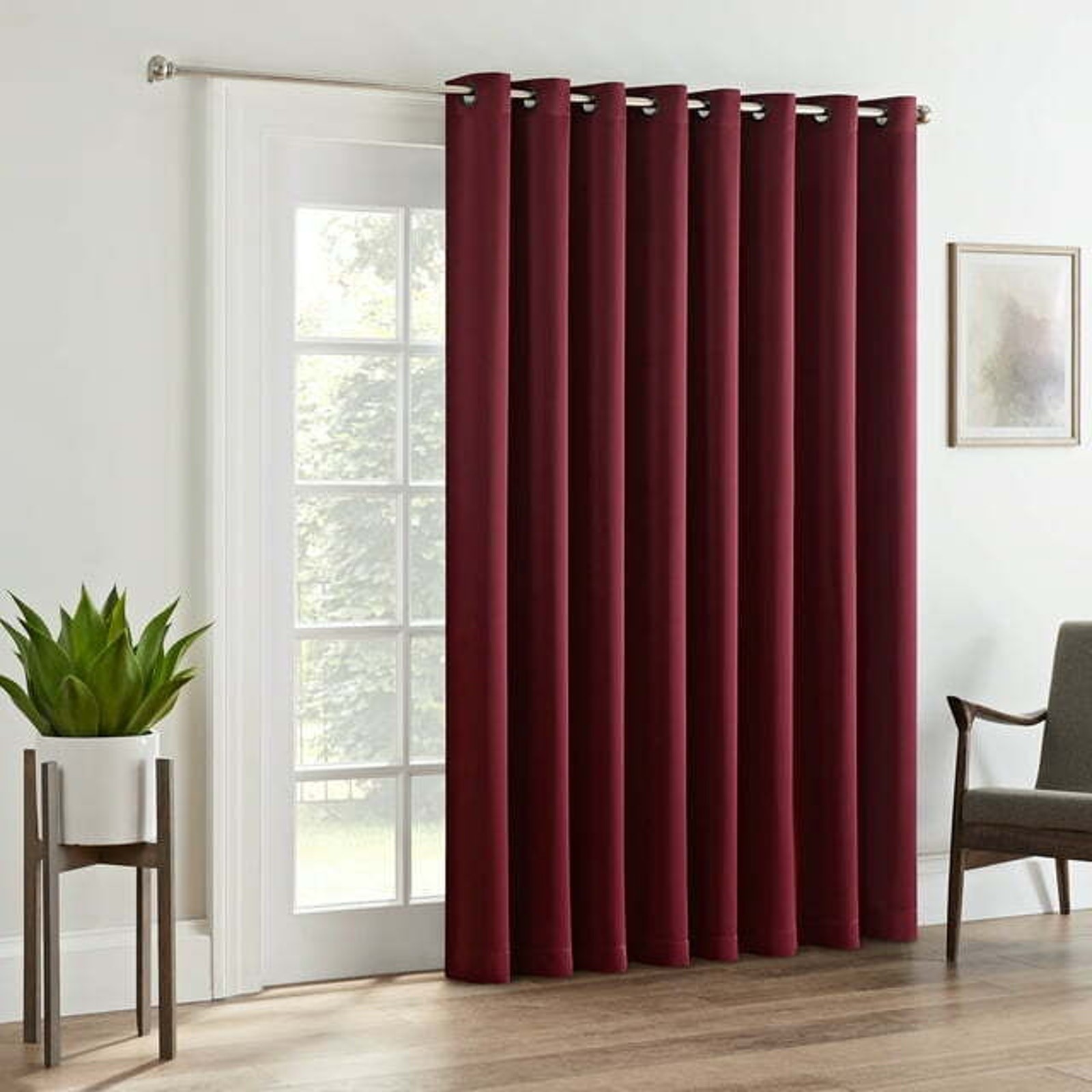 Eclipse Tricia Grommet Top Darkening Patio Curtain Panel 84x 100 in Sangria