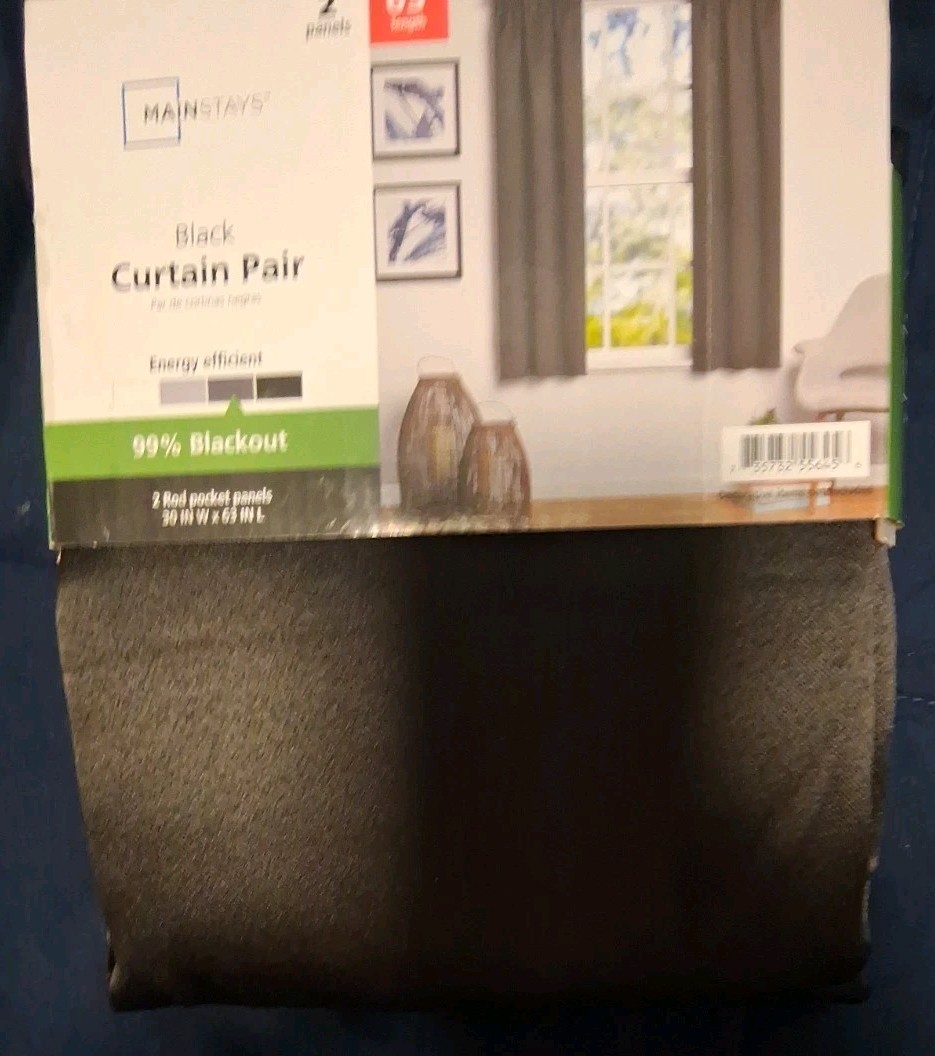 Mainstays 63 in Black Curtains