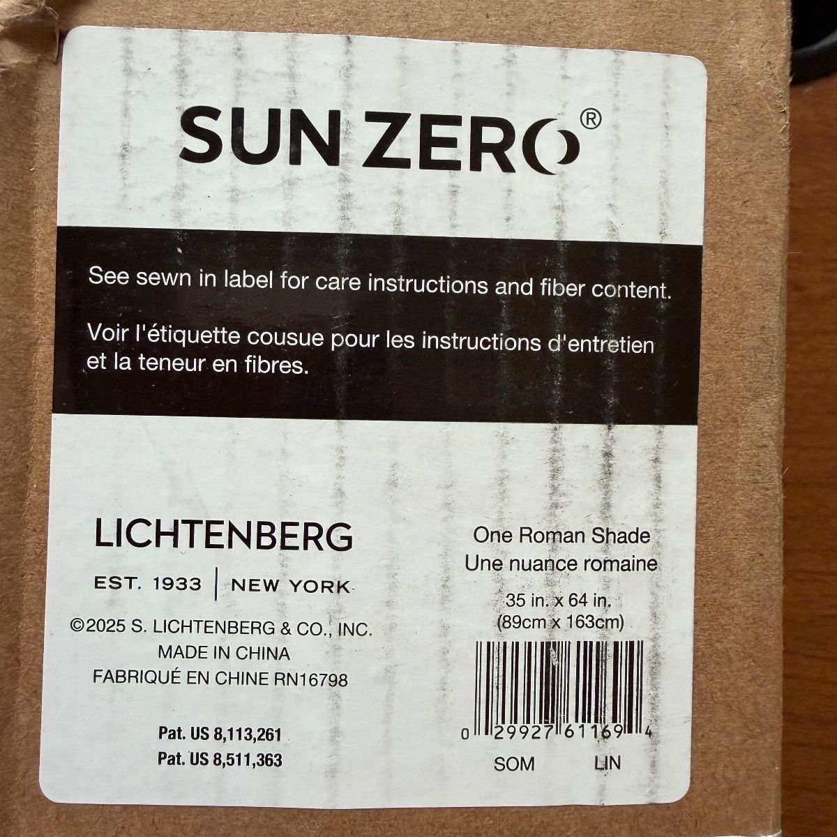 Sun Zero Lichtenberg Cordless Roman Shade 35×64 in Light Filtering Cream