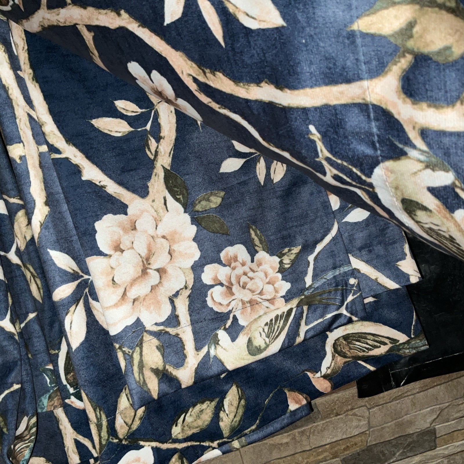 Set of 4 Window Panels – Aimee Maison Mocking Jay Birds Drapes – Blue – 37 x 96”