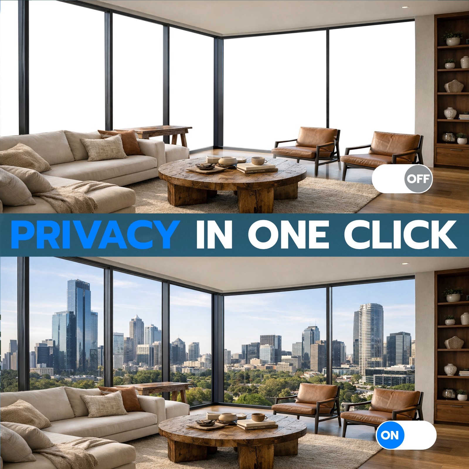 PDLC Smart Film Non Adhesive Switchable Privacy Glass UV Heat No Transformer