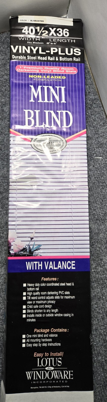 Lotus & Windoware 1 Inch Vinyl-Plus Mini Blinds 40.5″ X 36″ NIB