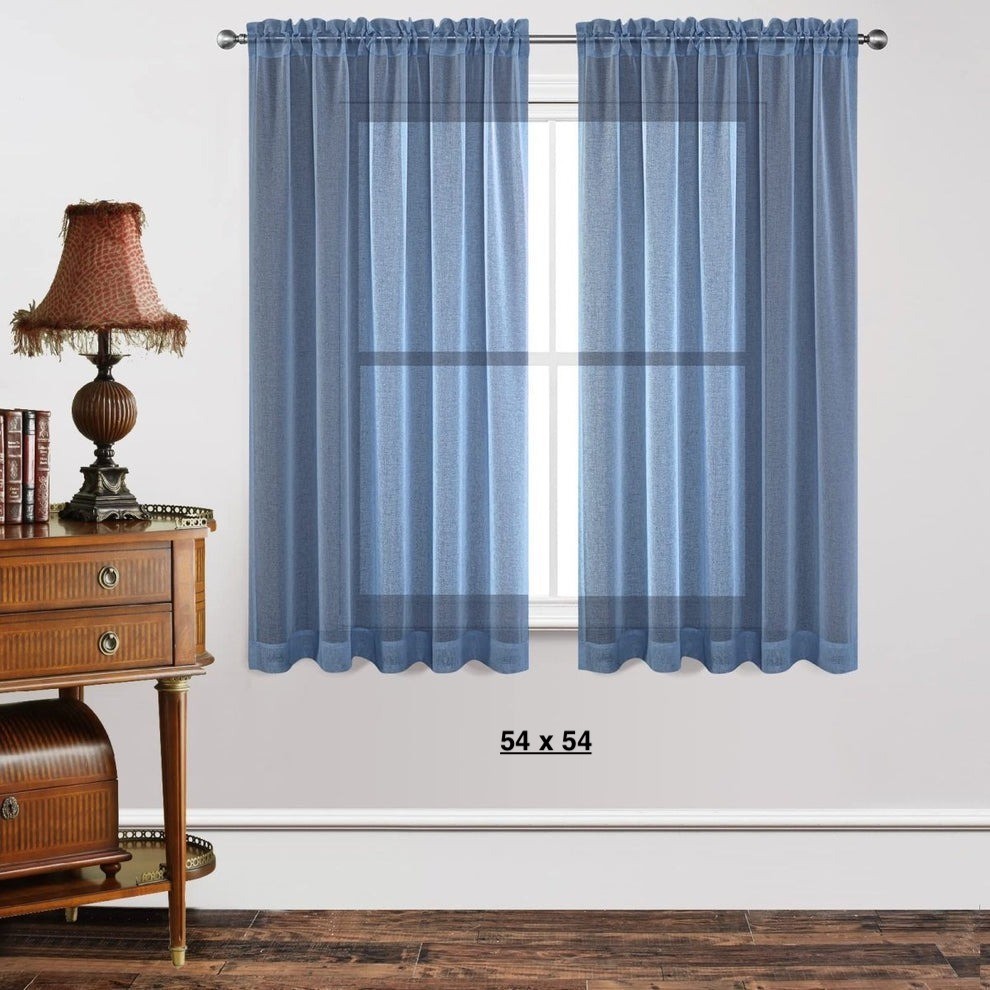 Curtains 2 Panels 54″ L x 54″ W Blue Semi Sheer Window PILLING READ