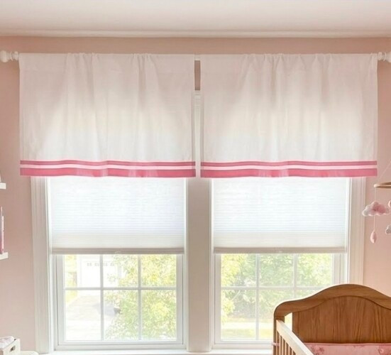 Pottery Barn Kids Harper White Pink Trim Valances Set of 2