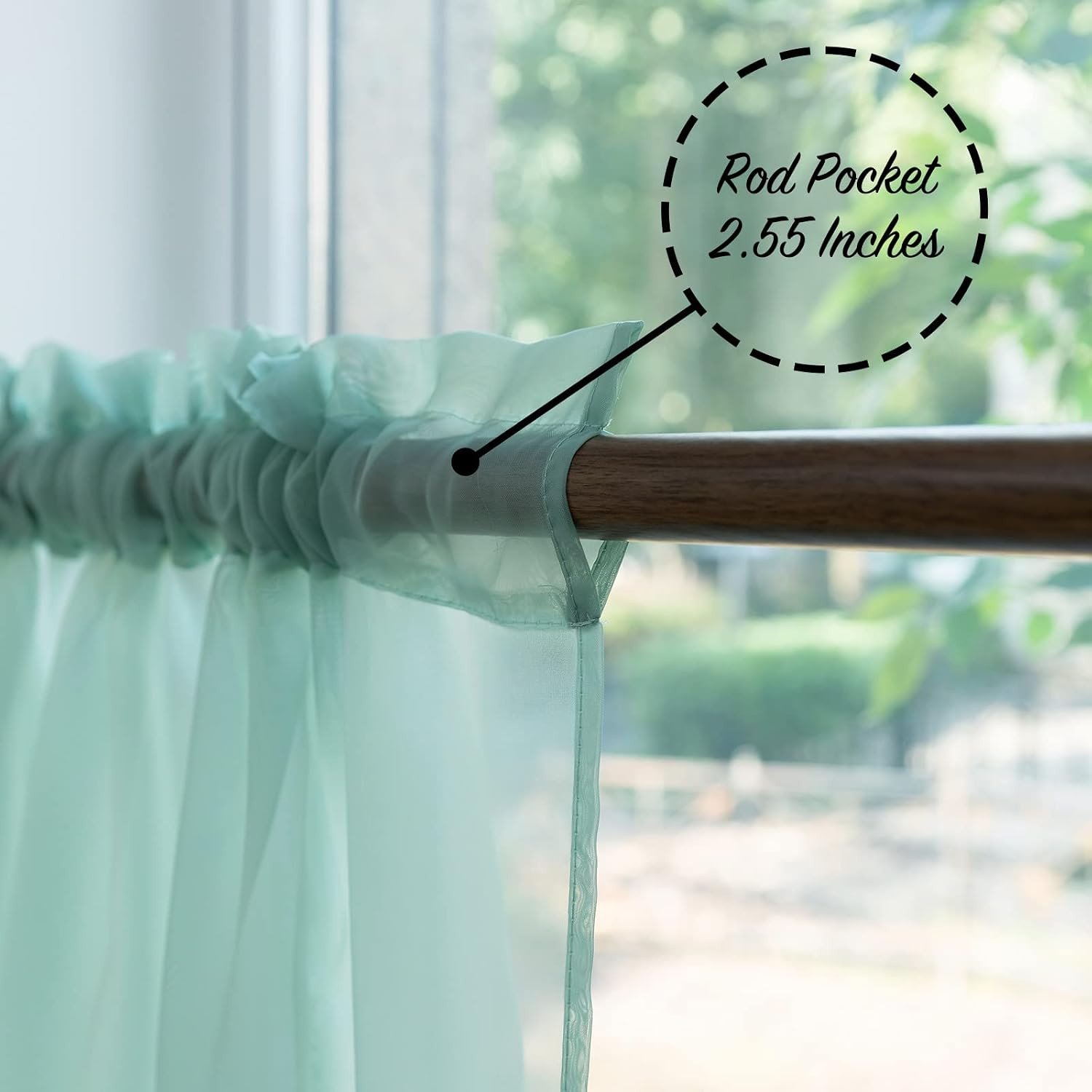 Pearage Beaded Sheer Valance Curtains for Living Room,Rod Pocket Farmhouse Windo