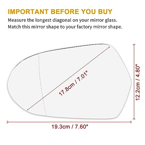 Car Rearview Mirror Glass Replacement with Backing Plate Heated Left Side