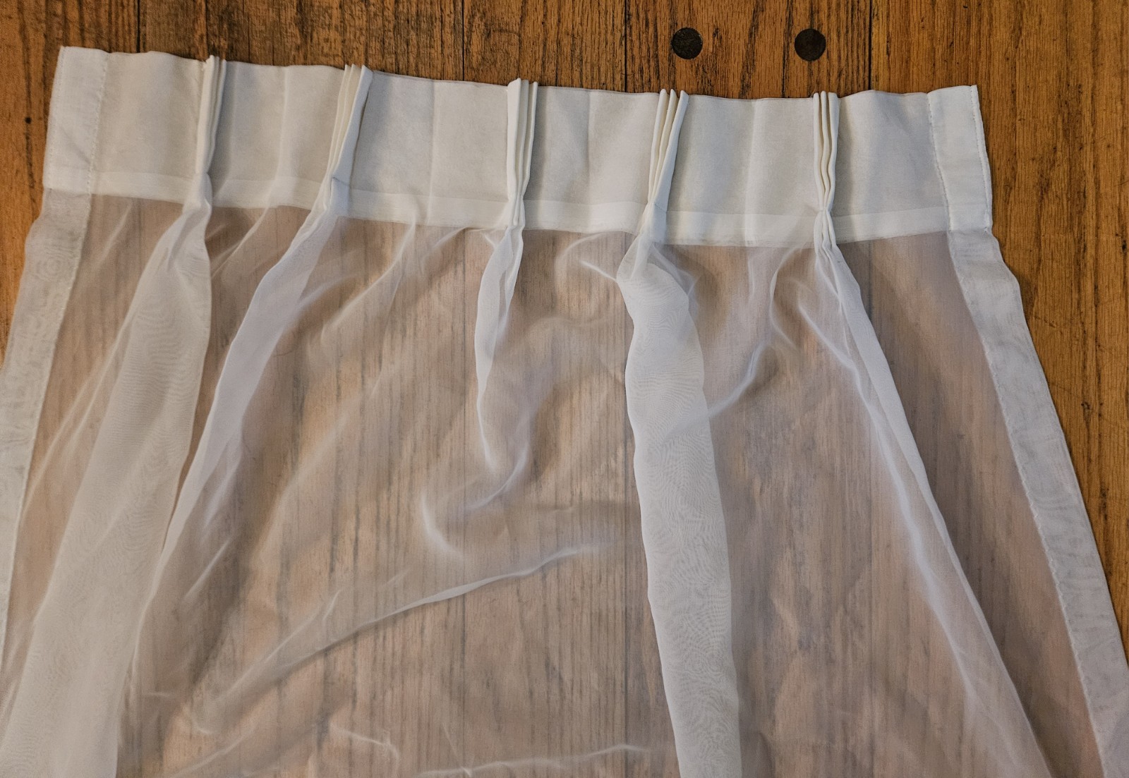 Vtg Solid Off-White Sheer Polyester Pinch Pleat 32″x81″ Single Curtain Panel USA