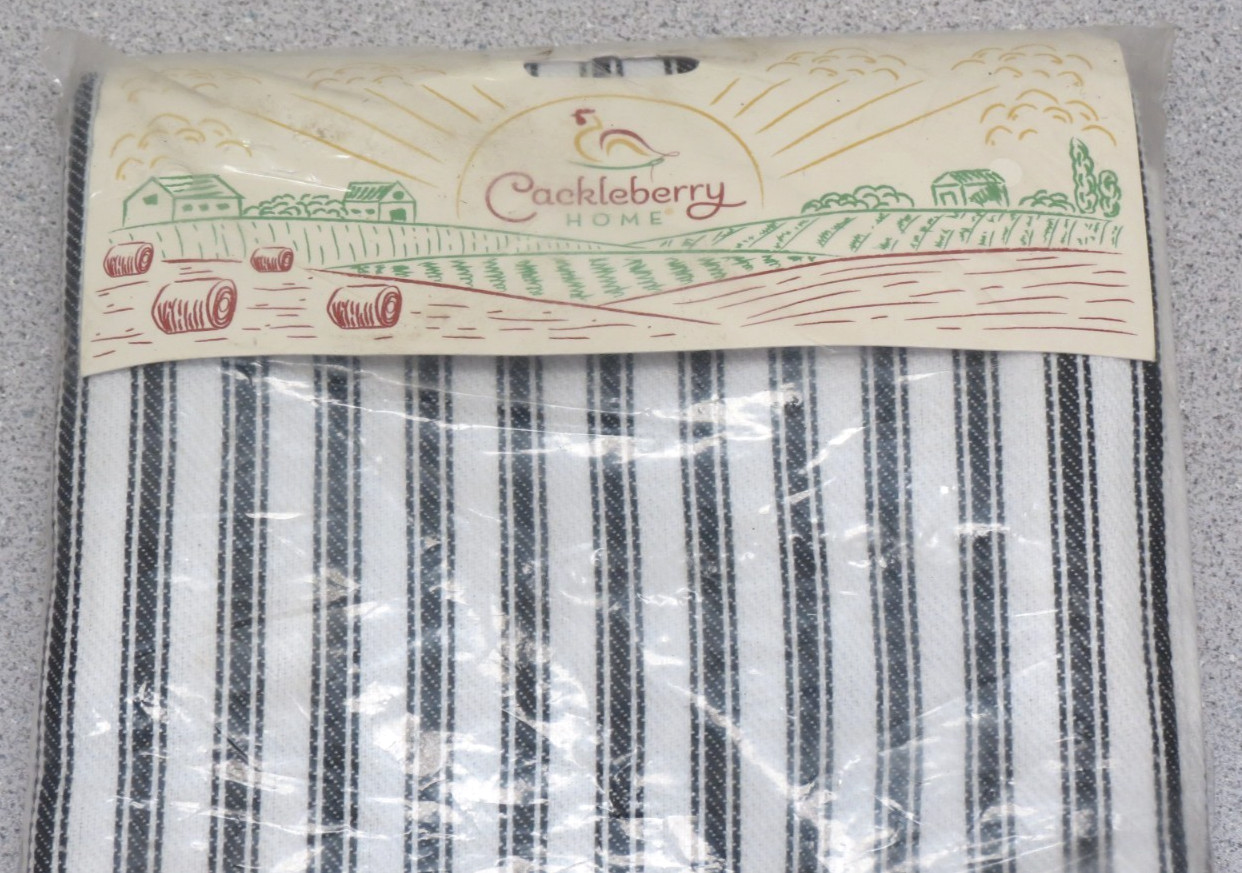 Cackleberry Home Black Ticking Stripe Cafe Curtains – set of 2 – 28 x 30″ NEW