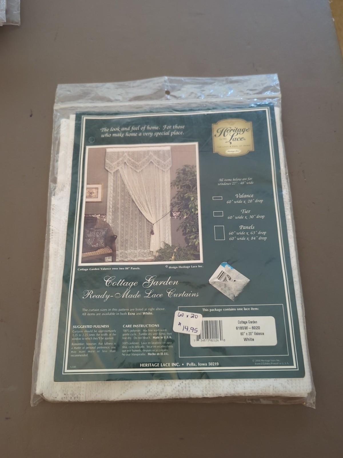 Heritage Lace Cottage GARDEN 60” x 20″ White Valance NEW